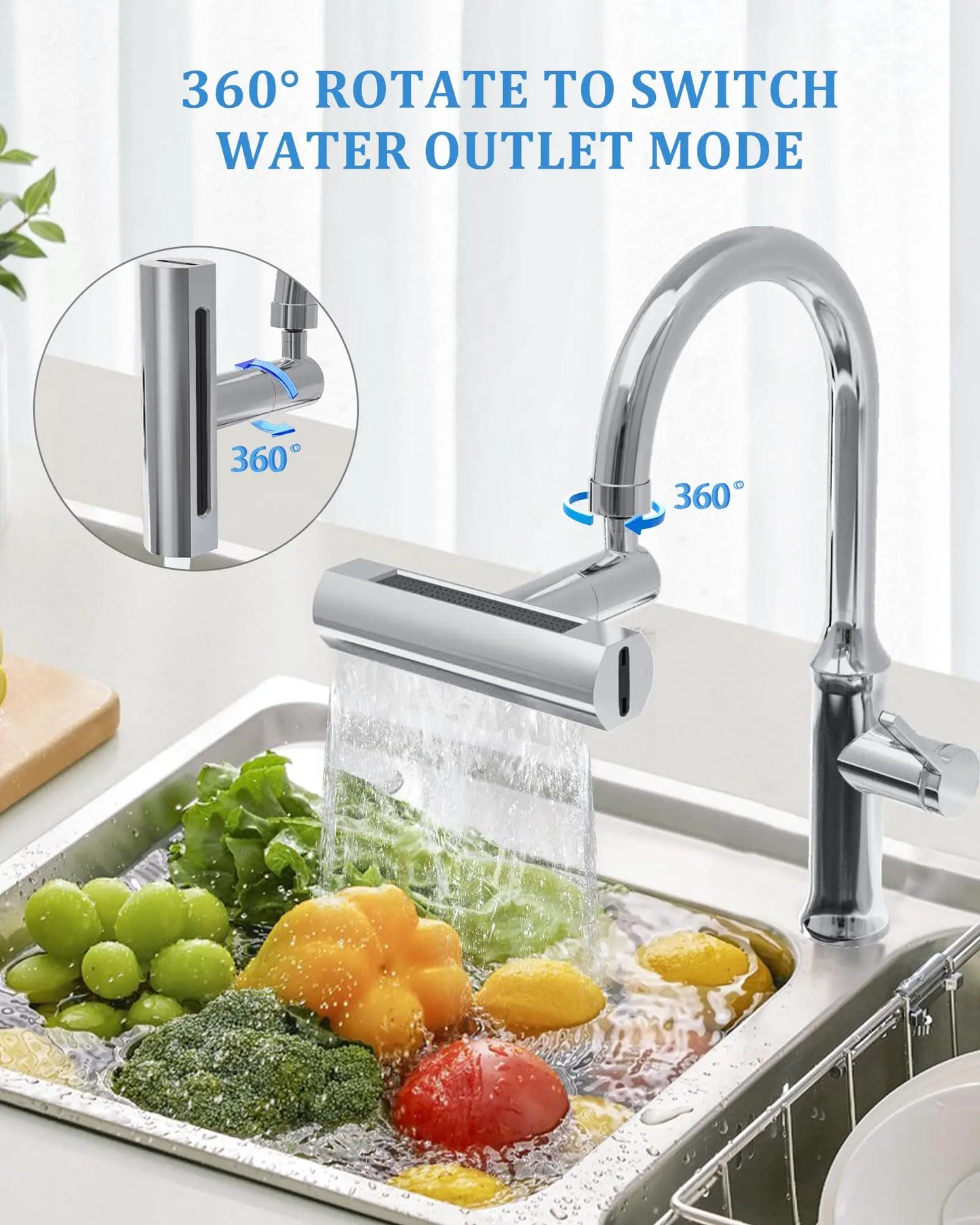 AquaTwist 4-in-1: The Splash-Free Faucet Extender with Waterfall Mode