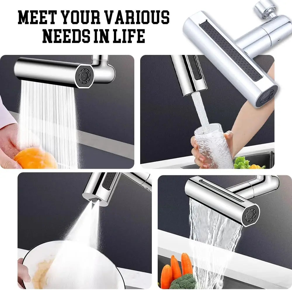 AquaTwist 4-in-1: The Splash-Free Faucet Extender with Waterfall Mode