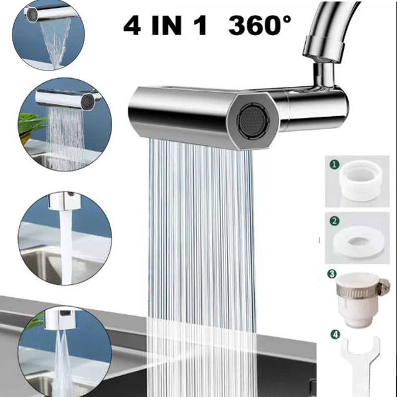 AquaTwist 4-in-1: The Splash-Free Faucet Extender with Waterfall Mode