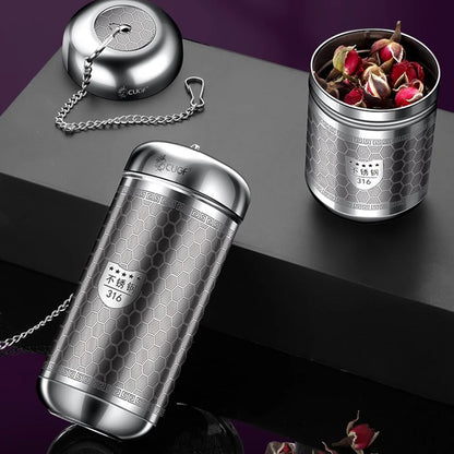 Brew & Bloom: Elegant Stainless Steel Tea Infuser with Drip Tray