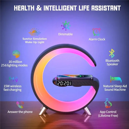 Charge & Rise: The Multifunctional Wireless Charging Station with Alarm & Ambient Light